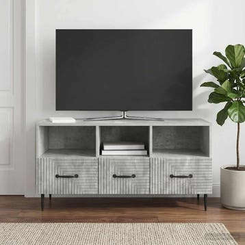 vidaXL TV-kast met lade Betongrijs 102 x 34,5 x 50 cm, Minder dan 50 cm, Verzenden, Nieuw, Minder dan 100 cm