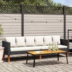 vidaXL Tuinbank 3-zits met kussens poly rattan zwart, Verzenden, Nieuw
