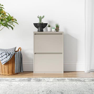 Schoenenkast Sokndal 2 kleppen gebroken wit 71x50x15 cm [en., Verzenden, Nieuw