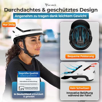 2dekans | MiVelo Nova fietshelm - wit maat M 54-58 cm - led, Ophalen of Verzenden, Zo goed als nieuw, MIVELO