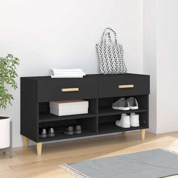 vidaXL Schoenenkast 102x35x55 cm bewerkt hout zwart, Huis en Inrichting, Verzenden, Nieuw