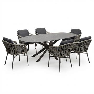 San Francisco Luxor dining tuinset 240x100xH76 cm 7 delig, Ophalen of Verzenden, Nieuw