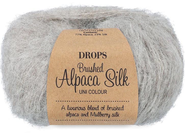 DROPS Brushed Alpaca Silk Uni Colour - 02 lichtgrijs - Wol, Hobby en Vrije tijd, Breien en Haken, Ophalen of Verzenden