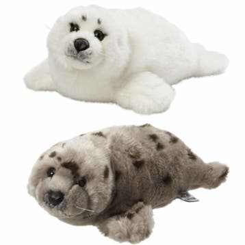Zeehonden knuffels set - pluche - 40 cm - wit en grijs, Verzenden, Nieuw