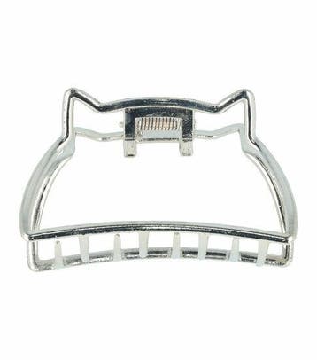 Haarspeld Haarklem 7cm – Kat – Metaal – Zilver, Nieuw