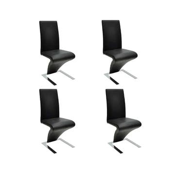 vidaXL Eetkamerstoelen 4 st kunstleer zwart, Verzenden, Nieuw, Zwart