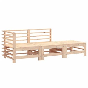 Loungeset 3-delig - Massief Grenen | 30% Korting, Tuin en Terras, 3 zitplaatsen, Hocker, Nieuw, Ophalen of Verzenden