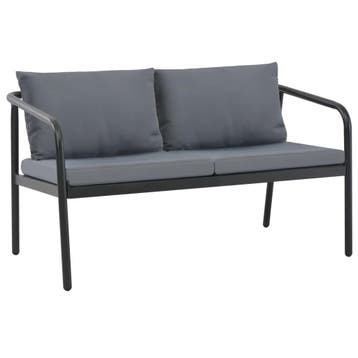 vidaXL Tuinbank tweezits met kussens aluminium grijs, Verzenden, Nieuw, Overige materialen