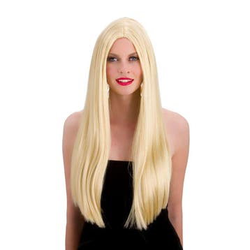 Lange pruik blond, Verzenden, Nieuw, Feestartikel