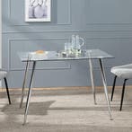 [en.casa] Glazen tafel Hyrynsalmi 75x110x70 cm chroom en tra, Huis en Inrichting, Tafels | Eettafels, Verzenden, Nieuw