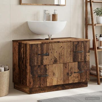 vidaXL Badkamer wastafelkast HOORN Oud hout 82 x 41 x 56 cm, Verzenden, Nieuw, Wastafelkast