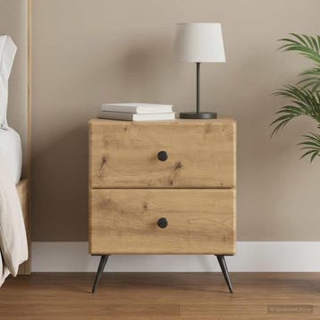vidaXL Nachtkastje Artisanaal eiken 43 x 34,5 x 47,5 cm, Minder dan 45 cm, Verzenden, Nieuw, Minder dan 55 cm