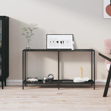 vidaXL Wandtafel 140x35x75,5 cm gehard glas zwart, Verzenden, Nieuw, Glas