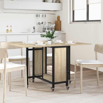 vidaXL Opvouwbare eettafel met wielen 130 x 80 x 76,5 cm, Verzenden, Nieuw