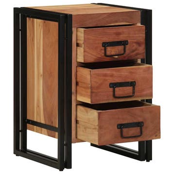 vidaXL Nachtkastje met lade Bruin 40 x 40 x 59 cm Massief, Verzenden, Nieuw, Hout