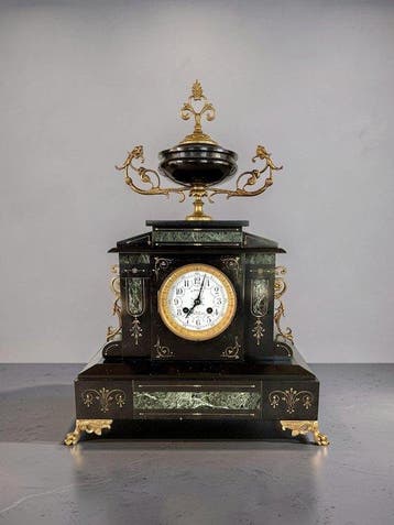 Pendule - Marmer, Brons, Glas, Zinklegering - 1850-1900