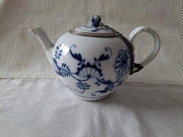 Meissen - Theepot - Antiek Blauw gekleurde Theepot met