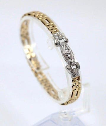 Armband - 14 karaat Witgoud, Geel goud Diamant (Natuurlijk), Nieuw