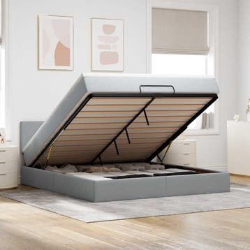 vidaXL Bed poef met matras en LEDs 180x200 cm stof, Eenpersoons, Verzenden, Nieuw, 80 cm