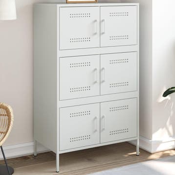 vidaXL buffetkast 68x39x113 cm staal wit, Verzenden, 100 tot 150 cm, Nieuw, 50 tot 100 cm