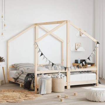 vidaXL Kinderbedframe 2x(80x160) cm massief grenenhout, Verzenden, Nieuw