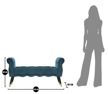 BANKJE PARIJS TEAL/GOUD CM 120X40X60, Huis en Inrichting, Banken | Bankstellen, Ophalen of Verzenden, Nieuw