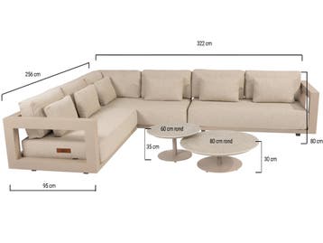 Boaz Metropolitan hoek loungeset 5 delig keramiek latte 4, Ophalen of Verzenden, Nieuw