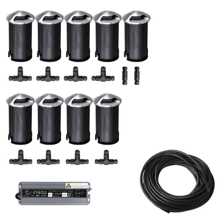 9x LED tuinpad spot - 12V - 2 kanten - 41mm - complete set, Tuin en Terras, Buitenverlichting, Ophalen of Verzenden