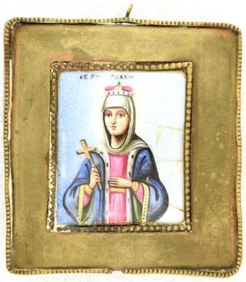 Icoon - Antieke Russische FINIFT-icoon Heilige Prinses Olga