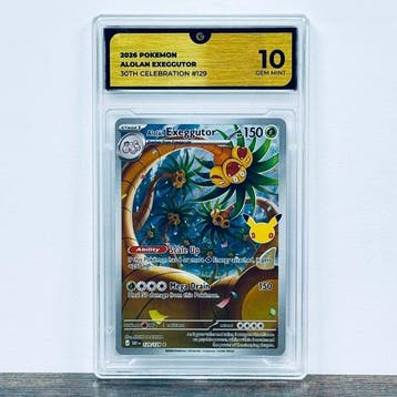 Pokémon Graded card - Alolan Exeggutor 129 - 30th, Nieuw