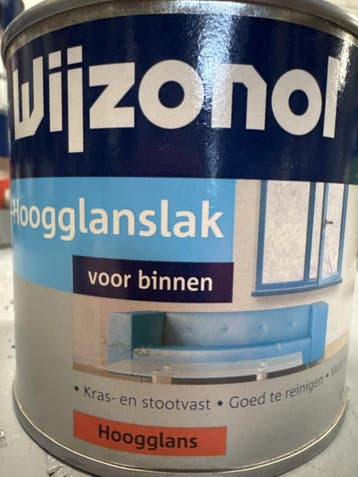 Wijzonol hoogglanslak - wit - 0,5 liter - hoogglans - wat..., Wit, Nieuw, Ophalen of Verzenden, Lak