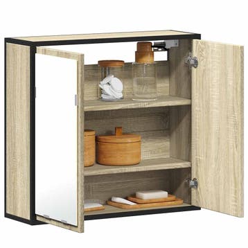 vidaXL Badkamerspiegelkast Sonoma eiken 65x20x60 cm bewerkt, Verzenden, Nieuw