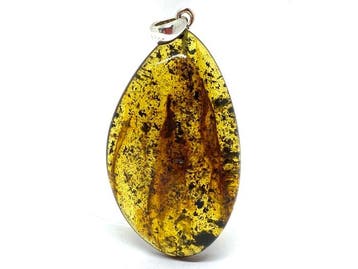 Echte Baltische Amberhanger met bosinclusies en 925 zilver -