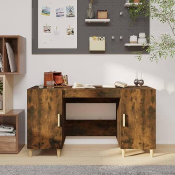 vidaXL Bureau 140x50x75 cm bewerkt hout gerookt eikenkleurig, Verzenden, Nieuw