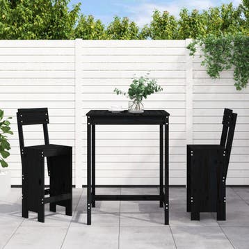 vidaXL 3-delige Tuinbarset massief grenenhout zwart, Tuin en Terras, Verzenden, Nieuw, 3 zitplaatsen