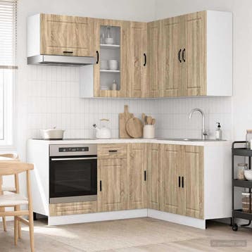 vidaXL Keukenblok PORTO 8 st Sonoma Eiken Bewerkt hout, Huis en Inrichting, Keuken | Keukenelementen, Verzenden, Nieuw, Bruin