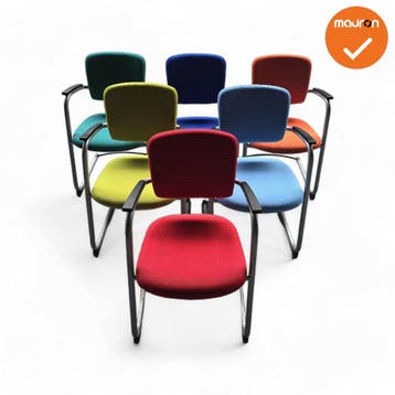 Set van 6 - Ahrend 4230 / 262 - Meerkleurig - Zilvergrijs..., Vergader- of Presentatieruimte, Ophalen of Verzenden, Gebruikt, Stoel