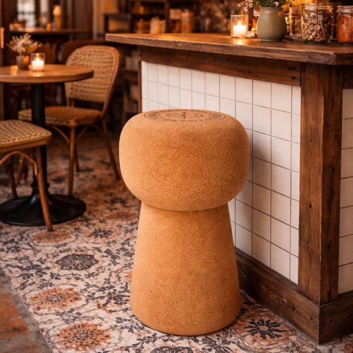 Kurk barkruk XL - Champagne kurk met opdruk - 75cm hoog, Huis en Inrichting, Woonaccessoires | Overige, Ophalen of Verzenden