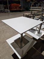 Tafel vierkant 80x80, rvs poot, gebruikt, Ophalen of Verzenden, Gebruikt