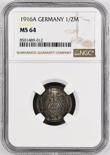 Duitsland, keizerrijk Wilhelm II. 1/2 Mark 1916 A / MS64, Postzegels en Munten, Munten | Europa | Niet-Euromunten