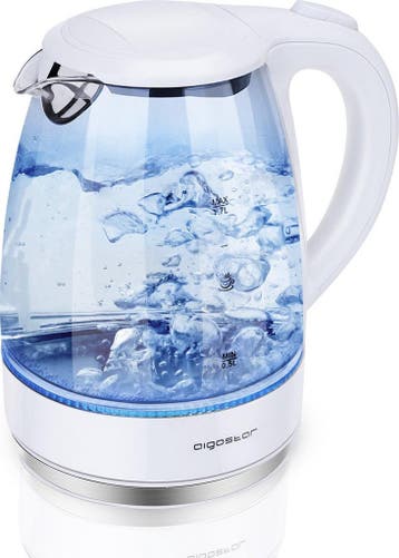 Waterkoker glas - met LED - 1.7L - 2200W - Wit - Aigostar, Verzenden, Zo goed als nieuw