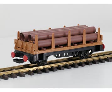 Playmobil 4105 rongenwagen met buizenlading (Goederenwagons), Ophalen of Verzenden, Gebruikt, Overige typen, Analoog