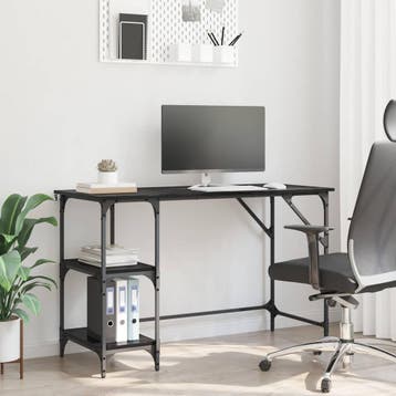vidaXL Bureau Zwart Eiken 120 x 50 x 75 cm Bewerkt hout, Verzenden, Nieuw, 45 tot 65 cm, 70 cm of meer