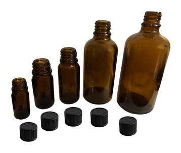 Set van 30 glazen flesjes (20 ml) met zwarte schroefdop, Ophalen of Verzenden, Nieuw