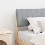 vidaXL Gestoffeerd hoofdbord Lichtgrijs 80 cm Massief, Huis en Inrichting, Slaapkamer | Bedden, Verzenden, Nieuw, Bruin, Hout
