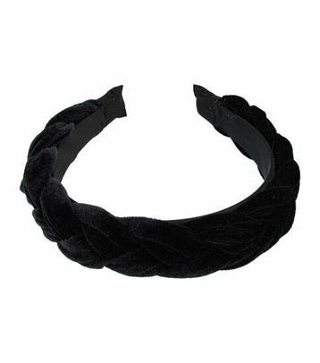 Haarband Diadeem 4cm – Gevlochten - Velvet Stof – Zwart, Nieuw