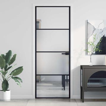 vidaXL Binnendeur smal 76x201,5 cm gehard glas en aluminium, Verzenden, Nieuw