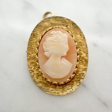 Vintage 18 Krt. Gouden broche/hanger met camee., Ophalen of Verzenden, Gebruikt, Goud, Overige merken