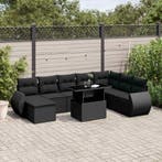 vidaXL 9-delige Loungeset met kussens poly rattan zwart, Verzenden, Nieuw, Rotan, Loungeset