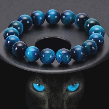 Minimalistische Blauwe Tijgeroog Kralen Armband - Natuurstee, Sieraden, Tassen en Uiterlijk, Edelstenen, Verzenden, Nieuw